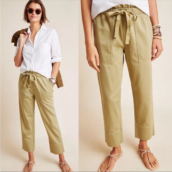 Anthropologie Pants - Anthropologie Frye Domi Paperbag Waist Pants Ankle Length Sz 29 NWT Green Khaki